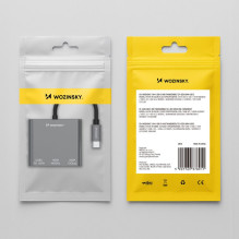 „Wozinsky WHCH-01“ USB-C šakotuvas PD 100W HDMI 4K@30Hz USB-A 10Gbps - pilkas