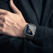 „AmazingThing Titan Pro“ metalinis dėklas, skirtas „Apple Watch 11“ (46 mm), aliuminis – juodas