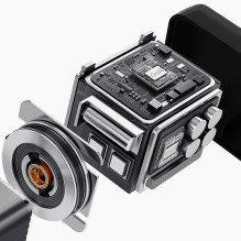 „Dudao A67EU GaN 67W“ sieninis įkroviklis su įmontuotu ištraukiamu USB-C maitinimo laidu – juodas