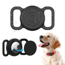 AirTag silicone waterproof case for dog or cat collar - black