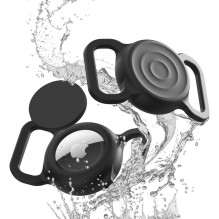 AirTag silicone waterproof case for dog or cat collar - black