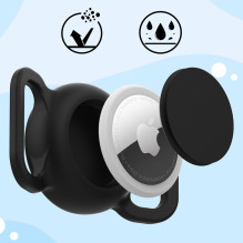 AirTag silicone waterproof case for dog or cat collar - black