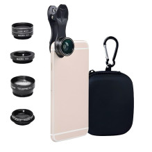 Phone Lens - Apexel APL-DG5H 5-in-1 Kit with Macro, Wide, Telephoto, Fish Eye, CPL