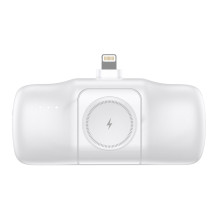 Wozinsky WF16-YLS 5000mAh 15W Lightning Mini Power Bank with Built-in USB-C Cable and Apple Watch Charger - White