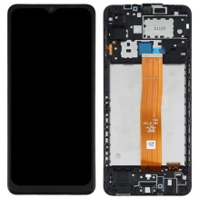 Screen Samsung A125 A12 with touch screen and frame original Black (service pack)