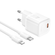 Įkroviklis Hoco N66 35W GaN USB-C / USB-A + USB-C to Lightning cable 1.0m baltas