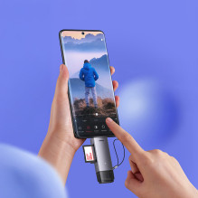 „Baseus Lite“ serijos USB-A / USB-C 3.0 SD / TF kortelių skaitytuvas – pilkas
