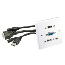 AV Sieninė Plokštė - VGA / HDMI / USB / 3.5mm Stereo 86x86mm Balta