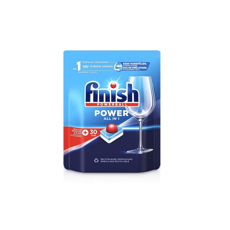 Finish Power All in 1 trauku mazgājamās tabletes bez fosfātiem , 30gab. , Powerball formula