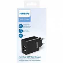 „Philips DLP2610“ įkroviklis, 2 x USB, juodas „Philips DLP2610“ įkroviklis, 2 x USB, juodas