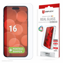 DISPLEX Real Glass+ Case iPhone 16, 2D-Glass