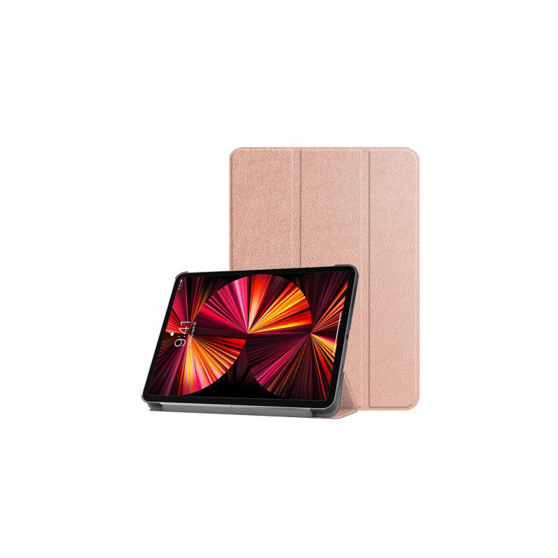 „iLike“ trijų dalių ekologiškos odos dėklas „Samsung Tab A9 / A11 8.7“ rožinio aukso spalvos