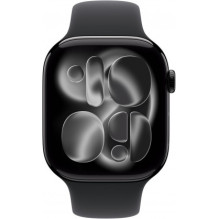 „Apple Watch Series 11“ 42 mm juodos spalvos / juodas sportinis dirželis – M / L