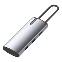 Tellur USB-C šakotuvas, PD 3.0 100W, HDMI, 3xUSB 3.0 pilkas