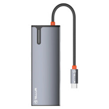 Tellur USB-C šakotuvas, PD 3.0 100W, HDMI, 3xUSB 3.0 pilkas