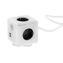„Tellur Power Cube Extended“, maitinimo lizdas, 4 lizdai + 2 USB prievadai, 1,5 m laidas, baltas