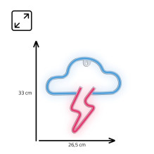 Manta SNL71BL stiliaus neoninės lemputės, debesis su žaibu, mėlynai rožinės spalvos