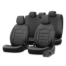 Automobilio sėdynių užvalkalų komplektas OTOM INSPIRE 3501 BLACK ECO-LEATHER 3-ZIP