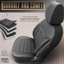 Set of car seat covers OTOM INSPIRE 3501 BLACK ECO-LEATHER 3-ZIP