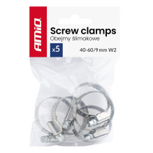 Worm clamp 5 pcs. 40-60mm / 9mm W2 AMIO-04588