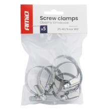 Worm clamp 5 pcs. 25-40mm / 9mm W2 AMIO-04586