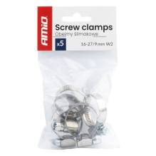 Worm clamp 5 pcs. 16-27 mm / 9 mm W2 AMIO-04582