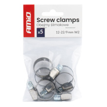 Worm clamp 5 pcs. 12-22 mm / 9 mm W2 AMIO-04581
