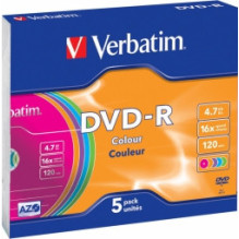 Matrix DVD-R AZO Verbatim 4.7GB 16x Color, 5 Pack Slim