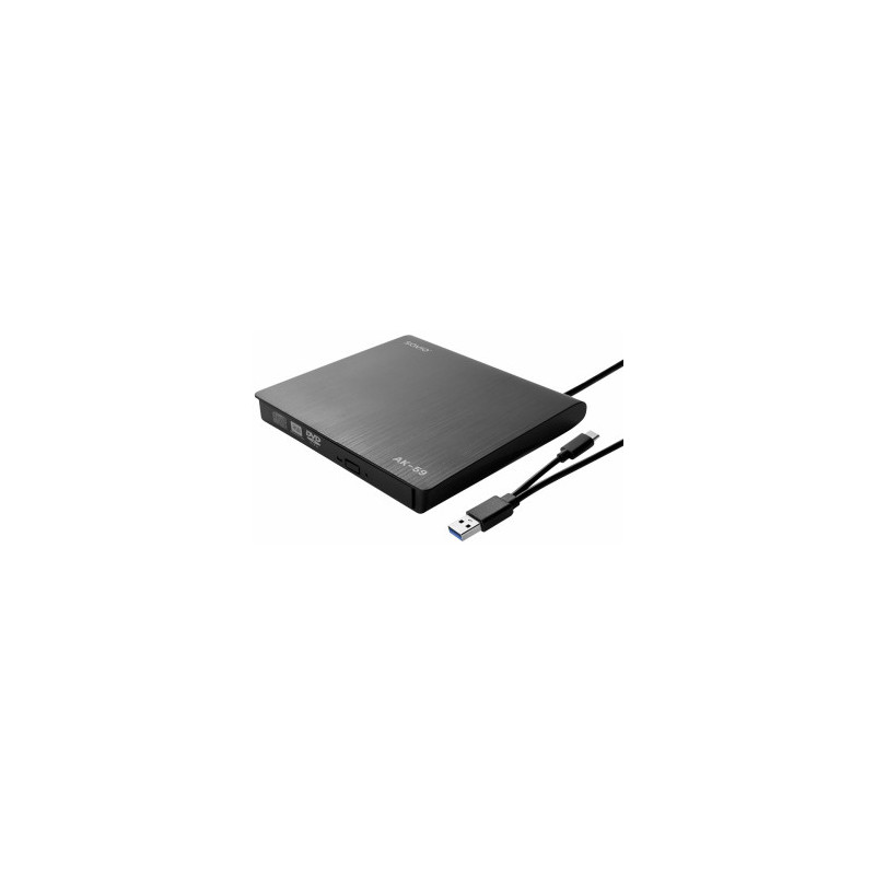 Išorinis diskas Savio išorinis plonas CD / DVD R / RW diskas - USB-C / USB-A