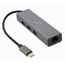 Gembird USB-C Gigabit network adapter with 3-port USB 3.1 hub