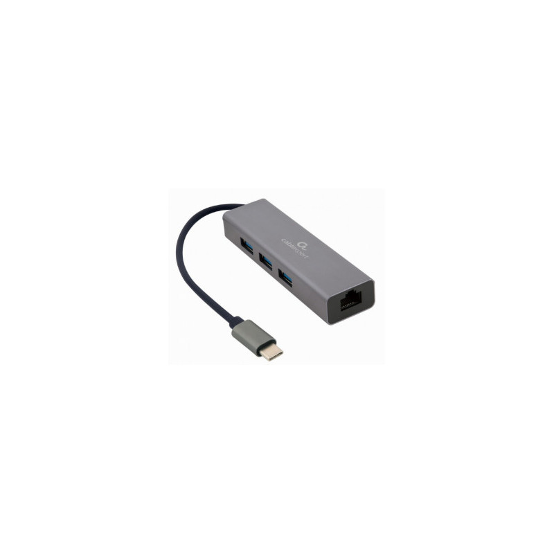Gembird USB-C Gigabit network adapter with 3-port USB 3.1 hub