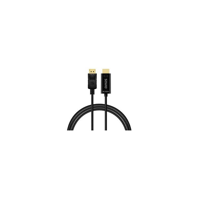 Kabelis SAVIO DisplayPort - HDMI 4K 60Hz 1,5 m