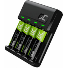 „Green Cell GC VitalCharger“ AA ir AAA įkroviklis + 4x AA 2000mAh NiMH baterijos