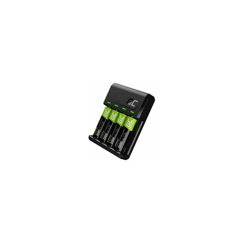„Green Cell GC VitalCharger“ AA ir AAA įkroviklis + 4x AA 2000mAh NiMH baterijos