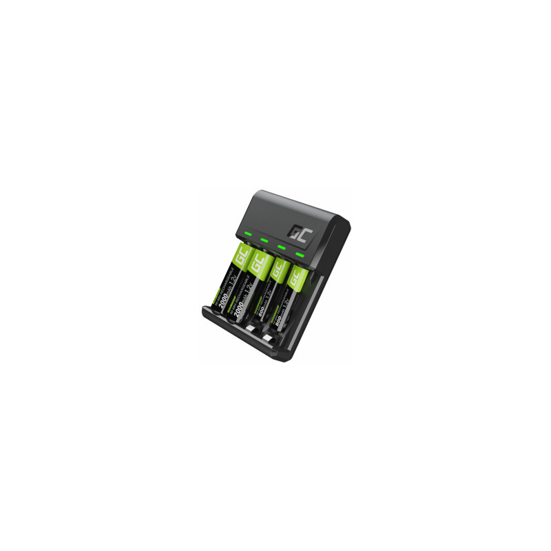 Baterijų įkroviklis „Green Cell VitalCharger“ ir NiMH baterijos: 2x AA 2000mAh, 2x AAA 800mAh
