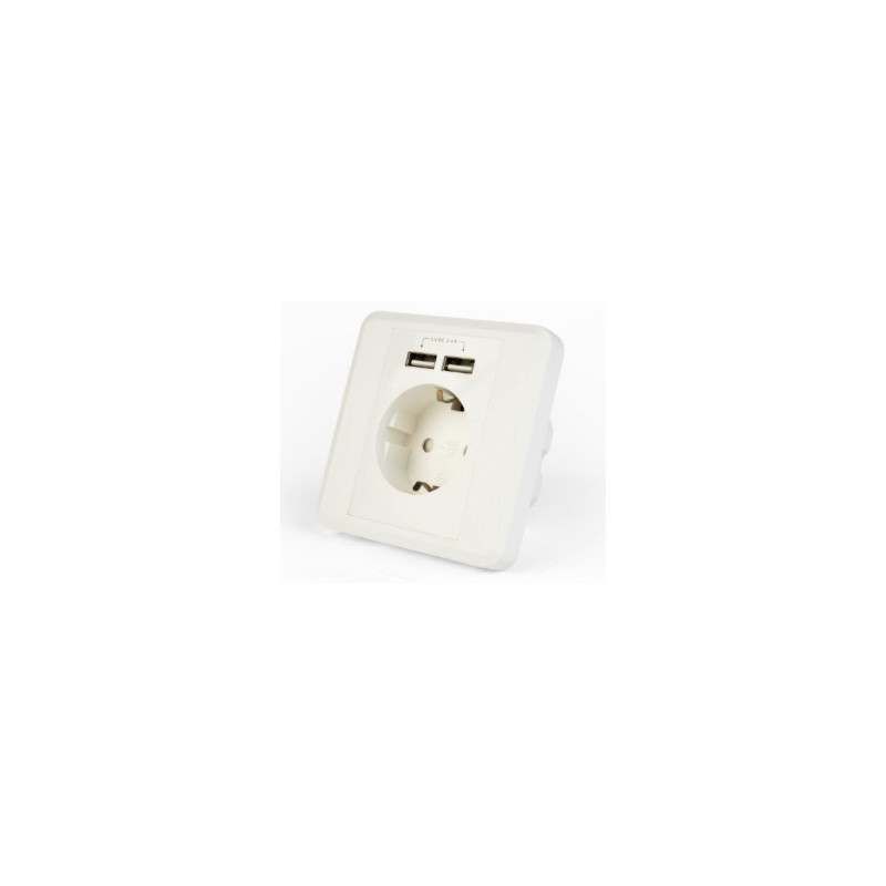 Gembird AC Wall Socket with 2 port USB Charger