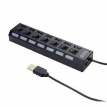 Gembird USB 2.0 7-port hub with switches Black