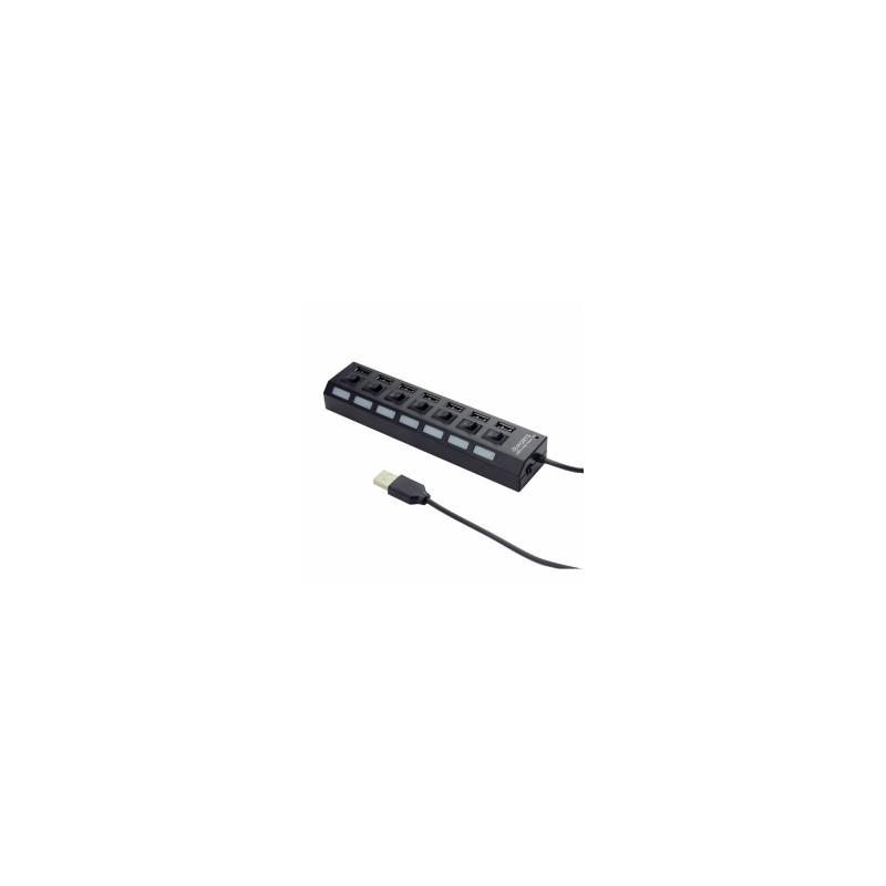 Gembird USB 2.0 7-port hub with switches Black