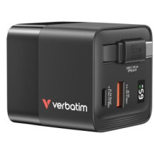 Verbatim GaN Wall Charger 65W 2 Port with Retractable Cable