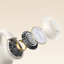 Baseus Bass 15 Clip OWS Wireless Headphones with Baseus Simple USB-C 3A 30cm Cable - White