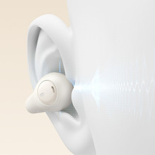 Baseus Bass 15 Clip OWS Wireless Headphones with Baseus Simple USB-C 3A 30cm Cable - White