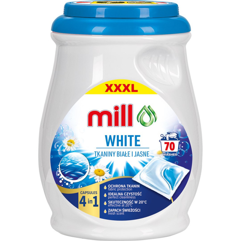 MILL PRO 2k laundry capsules White 70 pcs (bulk pack of 4)