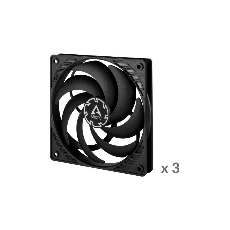 Aušinimo Ventiliatorius - ARCTIC P12 Slim PWM PST 120mm 15mm 300-2100 RPM 3vnt Juodas
