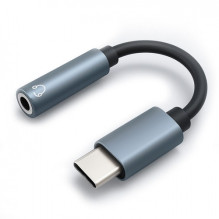 Qoltec Adapter USB-C, Jack 3.5mm, 10cm, Aluminium