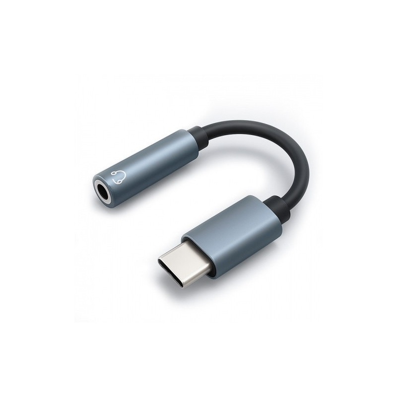 Qoltec Adapter USB-C, Jack 3.5mm, 10cm, Aluminium