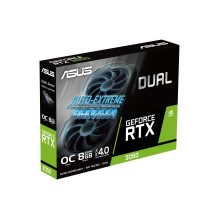 Vaizdo plokštė, ASUS, NVIDIA GeForce RTX 3050, 8 GB, GDDR6, 128 bitų, PCIE 4.0 16x, dviejų lizdų ventiliatorius, 1xDVI-D