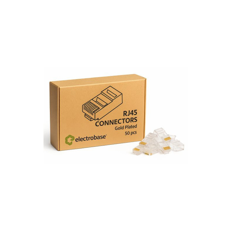 Premium RJ45 Cat6 UTP apzeltīti spraudņi , 50 gab. , LAN kabeļu konektori