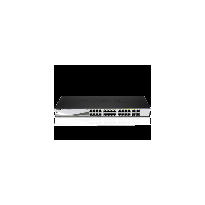 D-link DGS-1210-20, gigabito išmanusis komutatorius su 16 10 / 100 / 1000Base-T prievadų ir 4 gigabito MiniGBIC (SFP) pr