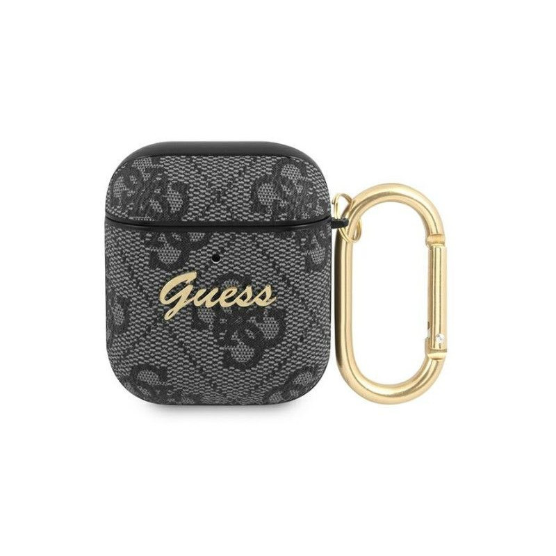 „Guess“ „Apple AirPods 1 / 2“ dėklas, pilkas, 4G, „Script Metal Black“