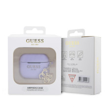 Guess - Airpods 3 Case Silicone Classic Logo Gold With 4G Charm Purple